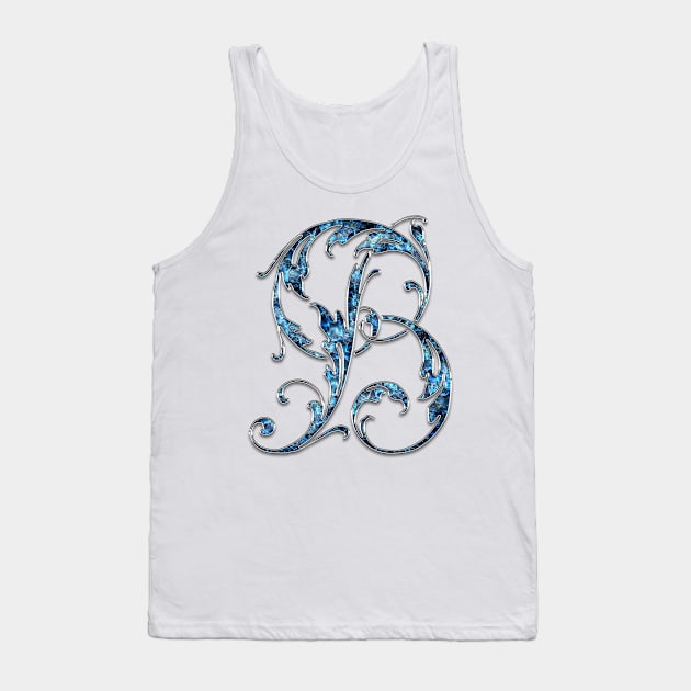 Ornate Blue Silver Letter B Tank Top by skycloudpics